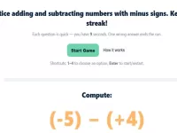 Maths Quiz with Negative Numbers